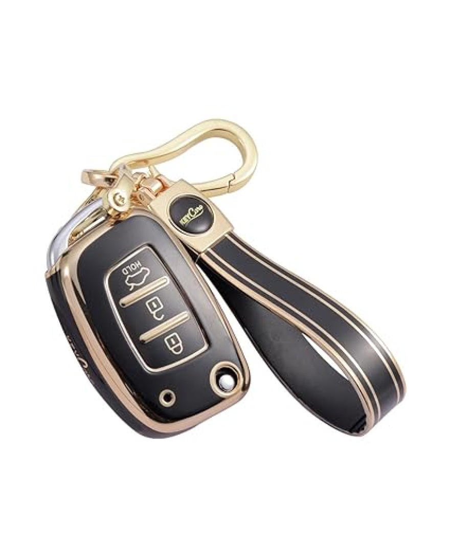 Keycare TPU Key Cover For Amaze, City, Jazz, WR-V 2 Button Smart Key | TP33 | GoldBLack Finish