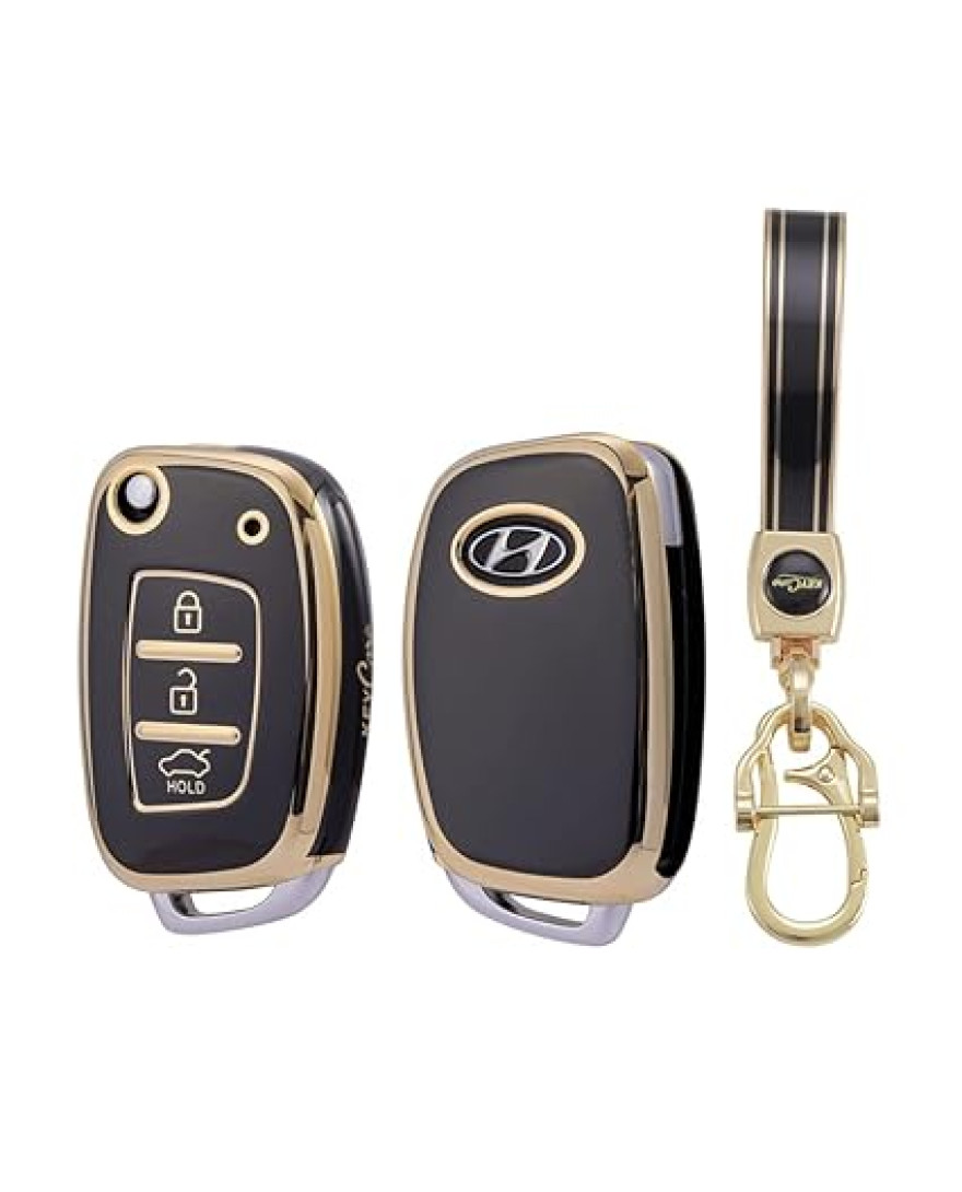 Keycare TPU Key Cover For Amaze, City, Jazz, WR-V 2 Button Smart Key | TP33 | GoldBLack Finish