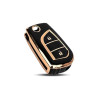 Keycare TPU Key Cover For Fortuner, Innova TP32 Gold Black