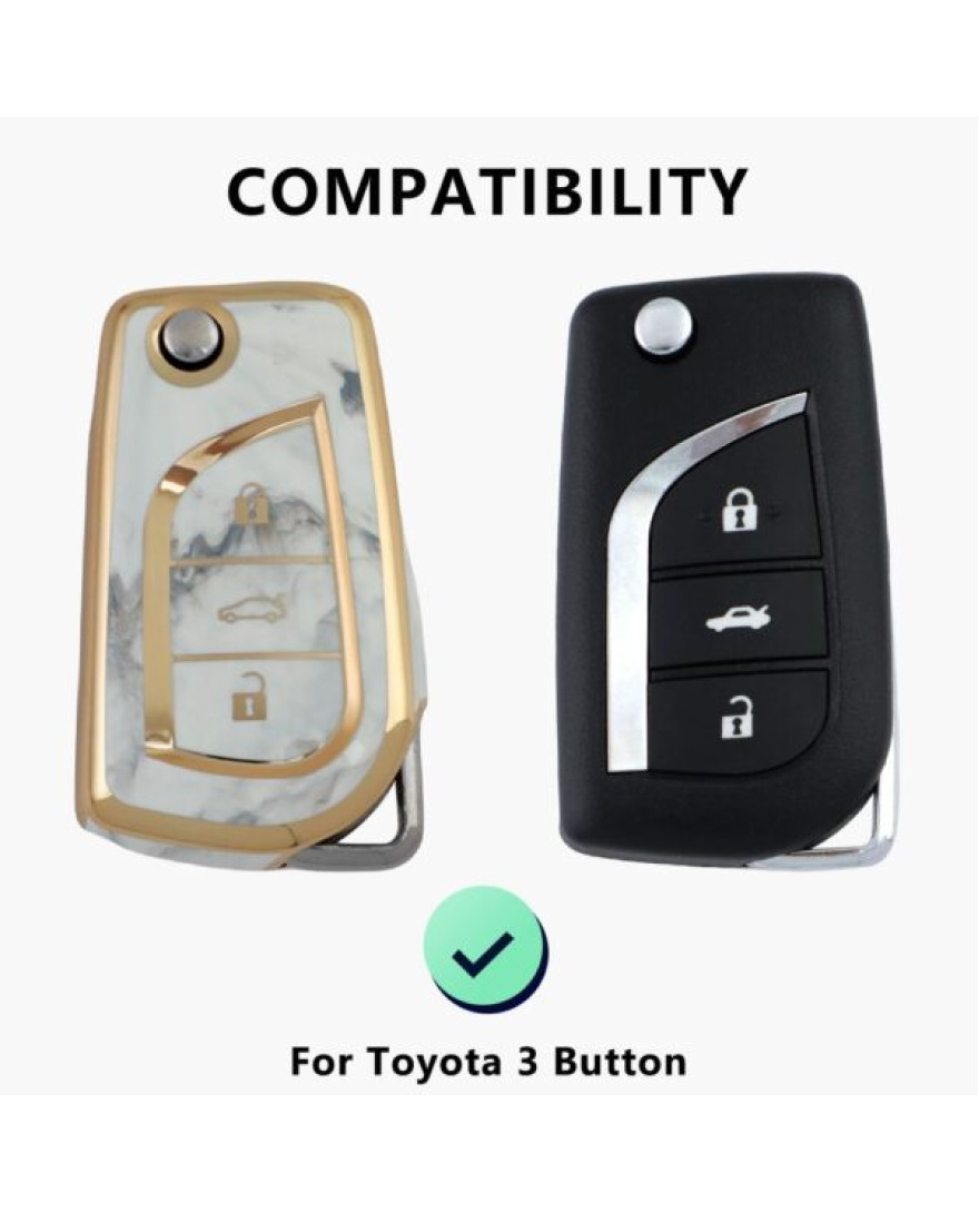 Keycare TPU Key Cover For Fortuner, Innova | TP42 Marble