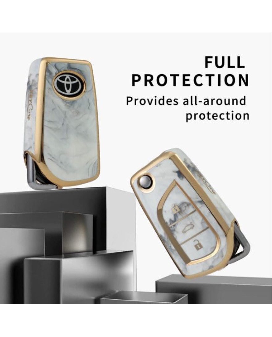 Keycare TPU Key Cover For Fortuner, Innova | TP42 Marble