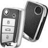 Keyzone TPU Key Cover For Volkswagen Virtus, Tiguan, T-Roc, Taigun, New Jetta 3 Button Flip Key | TP44 | Marble