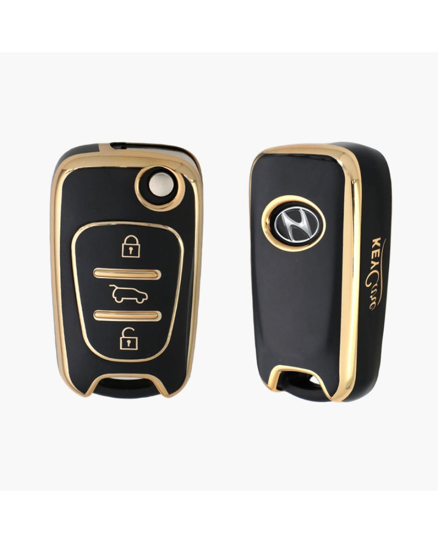 keycare TPU Key Cover For Elantra, i10, i20, Verna |TP45 | Gold Black