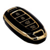 Keyzone TPU key cover for for i20, Verna 2023 onwards 4 button smart key | TP60 GoldBlack