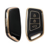 Keycare TPU key cover for MG Hector smart key | TP64 GOLD BLACK