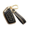 Keyzone TPU car Key Cover Compatible for MG ZS EV, Astor Smart Key | TP65 Gold  Black