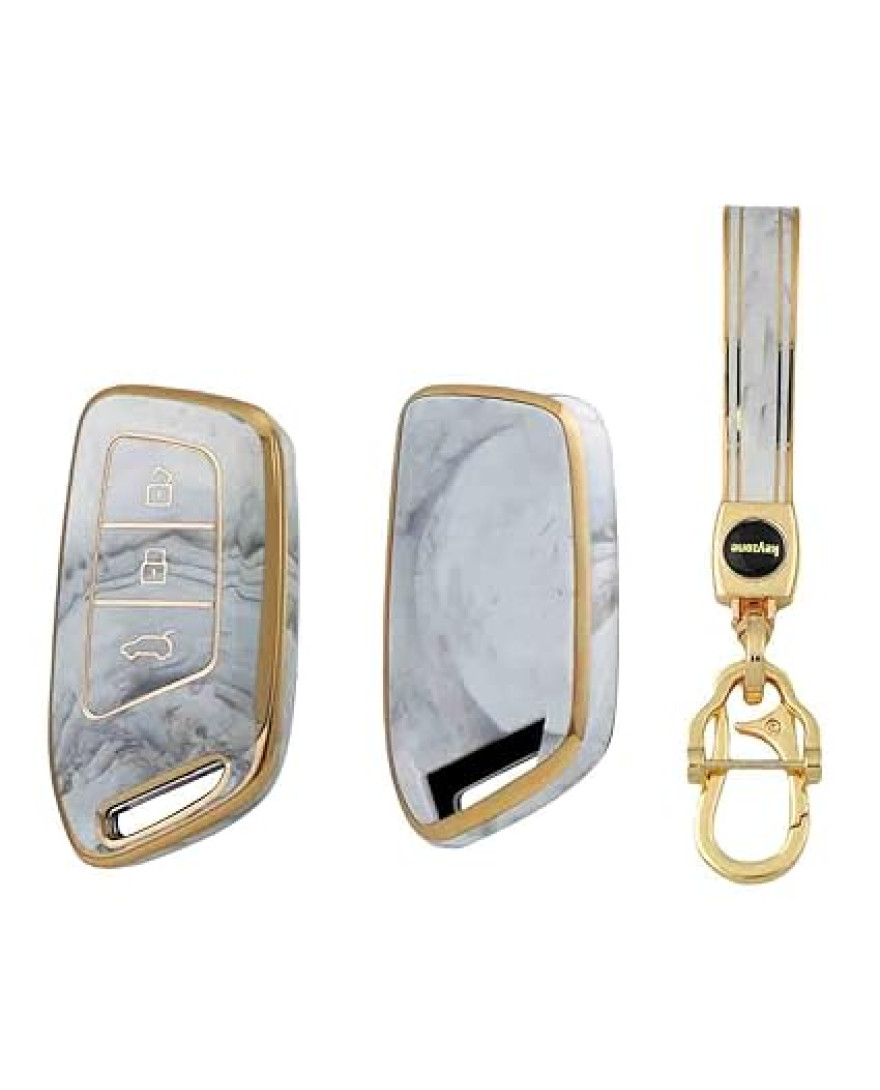 keycare TPU car Key Cover Compatible for MG ZS EV, Astor Smart Key | TP65 Marble