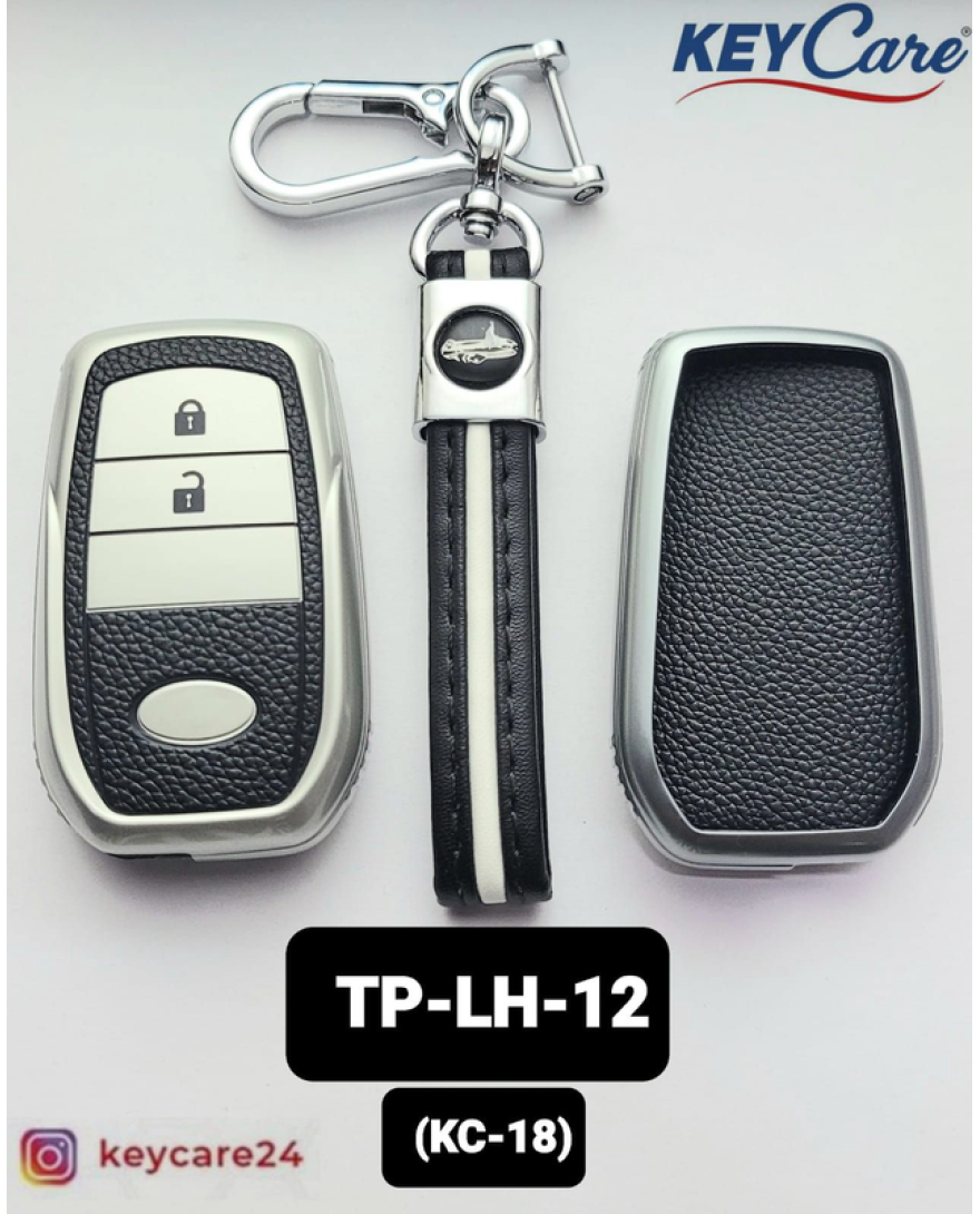 Key Care Leathet TPU Key Cover with Key Chain KC 18 | Black Silver TPU L TP LH 12