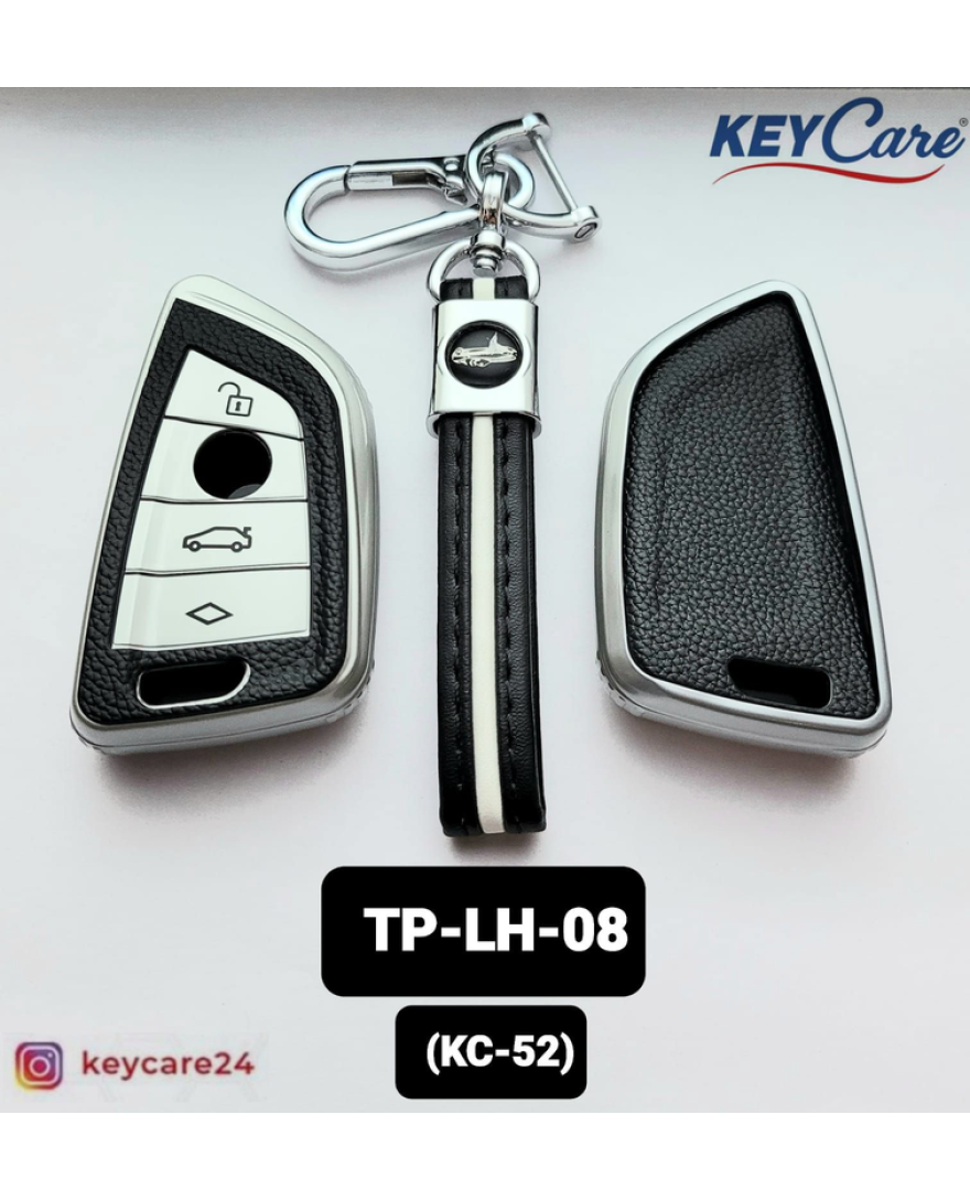 Key Care Leathet TPU Key Cover with Key Chain KC 52 | Black Silver TPU L TP LH 08