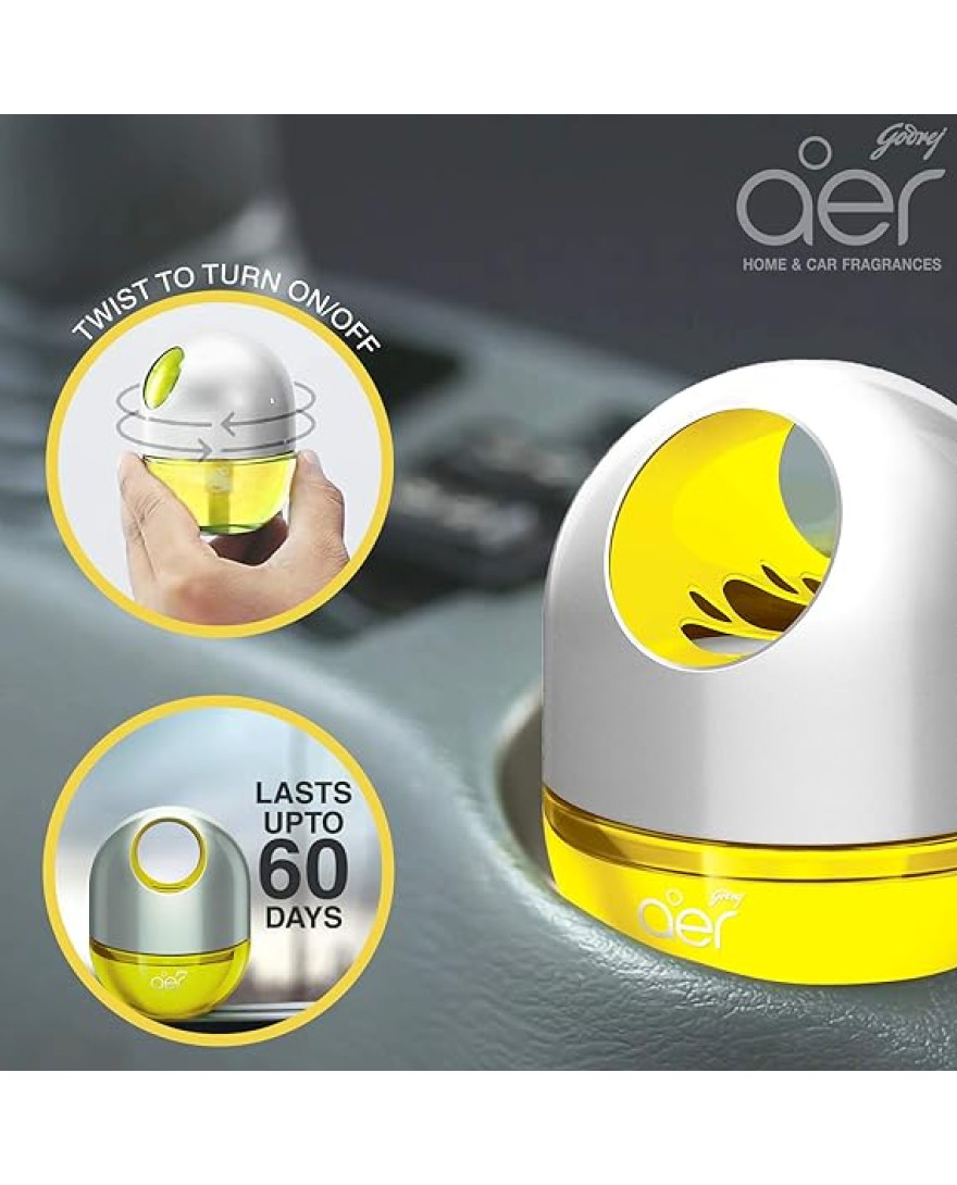 Godrej aer Twist | Long Lasting,Spill Proof Car Freshener | Sunny Citrus Blast | 45G | Gel