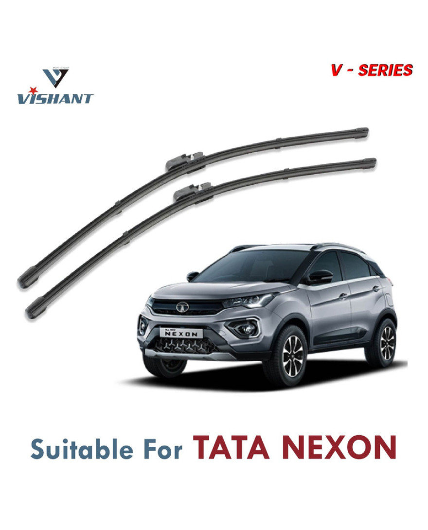 V Series Front Wiper Blade Suitable For TATA Nexon | SIZE RH 24 Inch / LH 14 Inch | Pack of 2